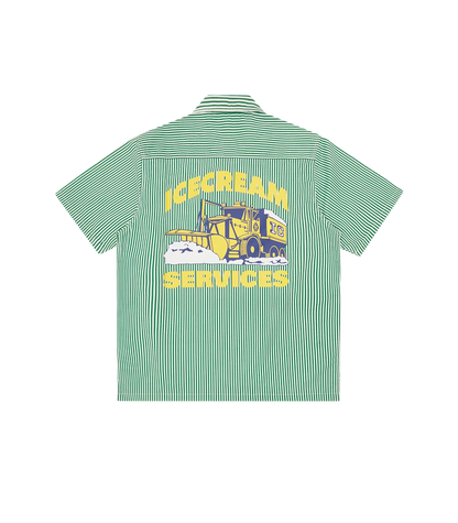 MEN - SHIRT ZIP SERVICES QUARTER GREEN/WHITE STRIPE - Ice Cream