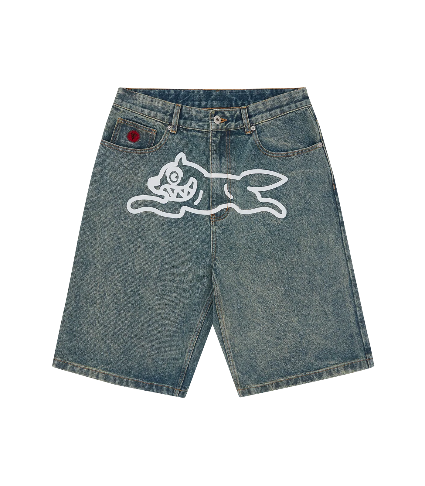 MEN - SHORT DENIM WASHED RUNNING DOG - Ice Cream