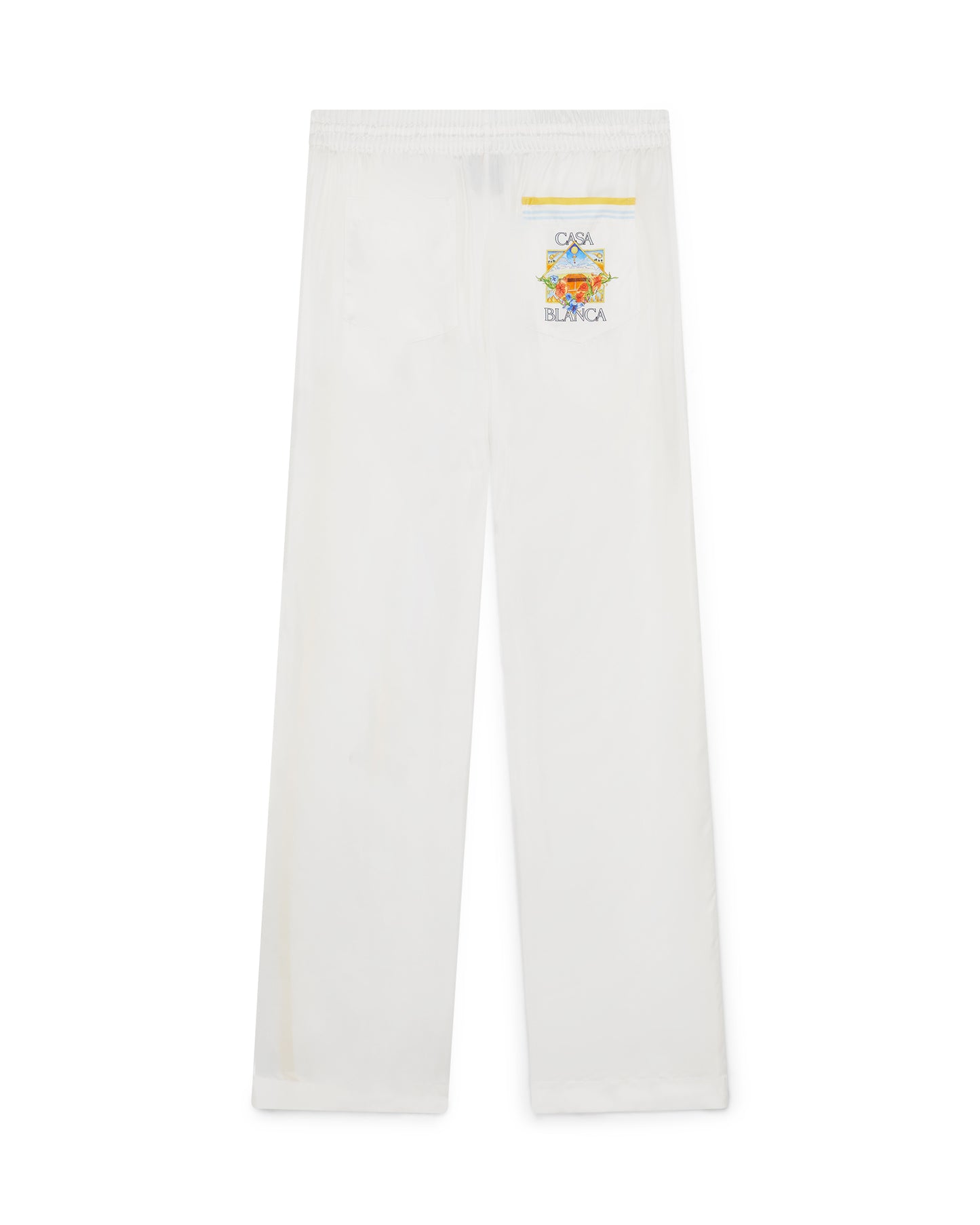 MEN - SILK TROUSSER WHITE/YELLOW - Casa Blanca