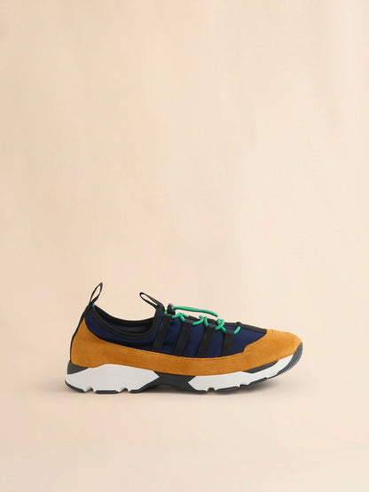 MEN - Chaussure de course à lacets en lycra bleu et orange - Marni