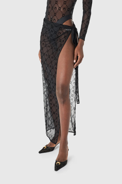 WOMEN - PARÉO MOONOGRAM EN MESH FLOQUÉE BLUE - Marine Serre