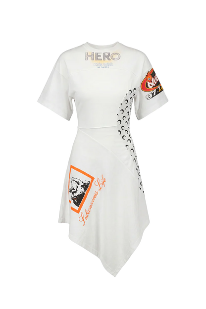 WOMEN - ROBE ASYMÉTRIQUE EN JERSEY UPCYCLÉ WHITE - Marine Serre