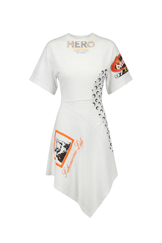 WOMEN - ROBE ASYMÉTRIQUE EN JERSEY UPCYCLÉ WHITE - Marine Serre