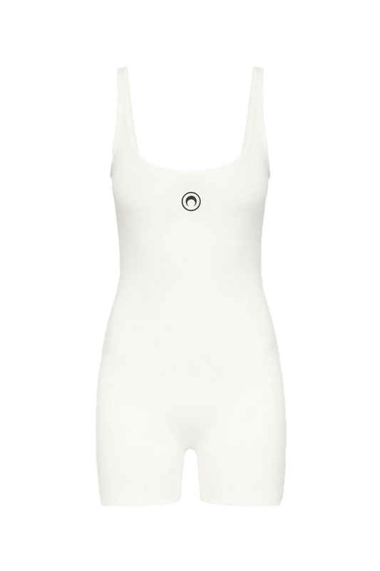 WOMEN - JERSEY SHORT CATSUIT MOON LOGO WHITE - Marine Serre
