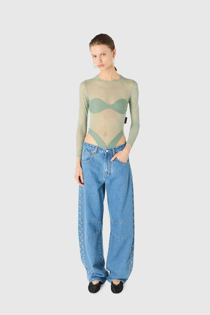 WOMEN - JEAN BARREL EN DENIM DE COTON BIOLOGIQUE BLEU CLAIR - Marine Serre
