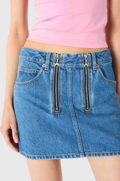 WOMEN - MINI-JUPE ZIPPÉE EN JEAN BLEU CLAIR - Marine Serre