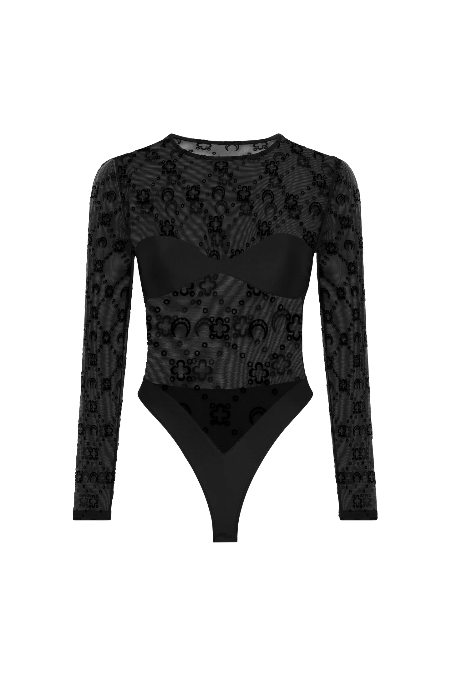 WOMEN - MESH TOP BODYSUIT MOON MONOGRAM BLUE - Marine Serre