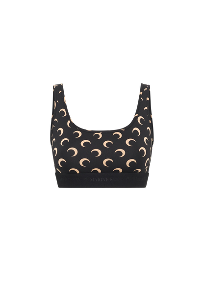 WOMEN - SPORT BRA MOON PRINTED JERSEY BLACK - Marine Serre