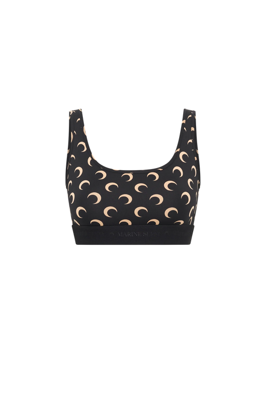WOMEN - SPORT BRA MOON PRINTED JERSEY BLACK - Marine Serre