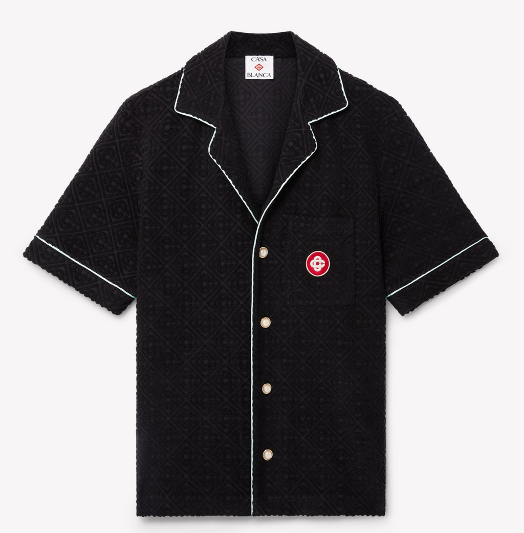 MEN - SHIRT SHORT SLEEVE MONOGRAM JACQUARD TOWELLING SHORT black/white - Casa Blanca