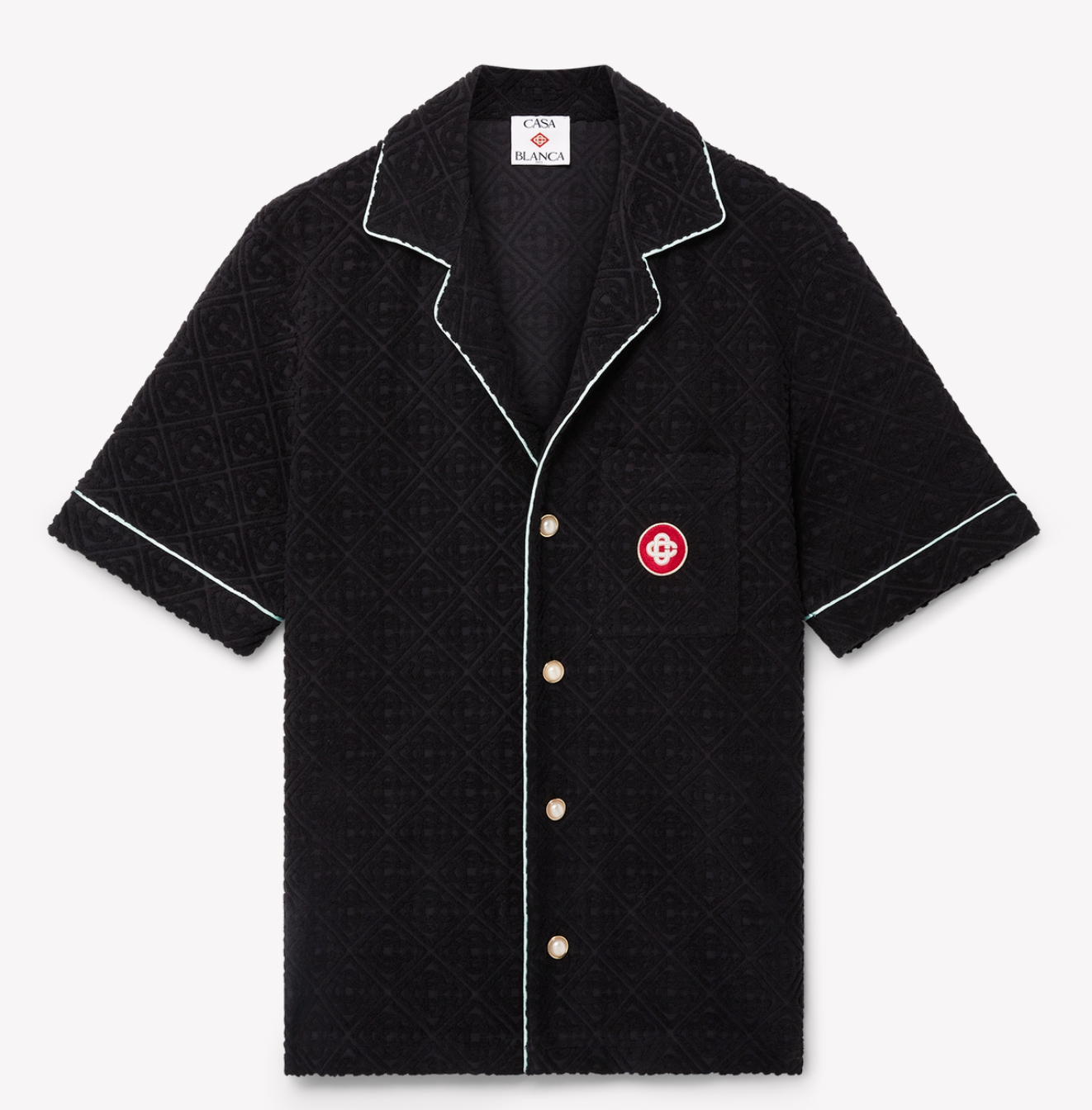 MEN - SHIRT SHORT SLEEVE MONOGRAM JACQUARD TOWELLING SHORT black/white - Casa Blanca