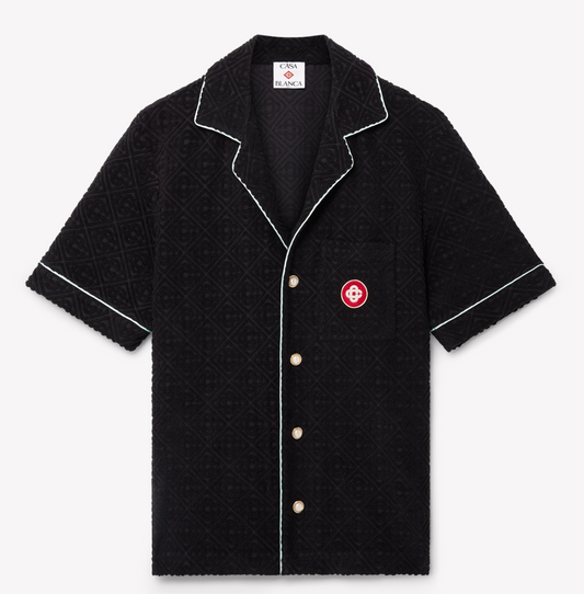 MEN - SHIRT SHORT SLEEVE MONOGRAM JACQUARD TOWELLING SHORT black/white - Casa Blanca