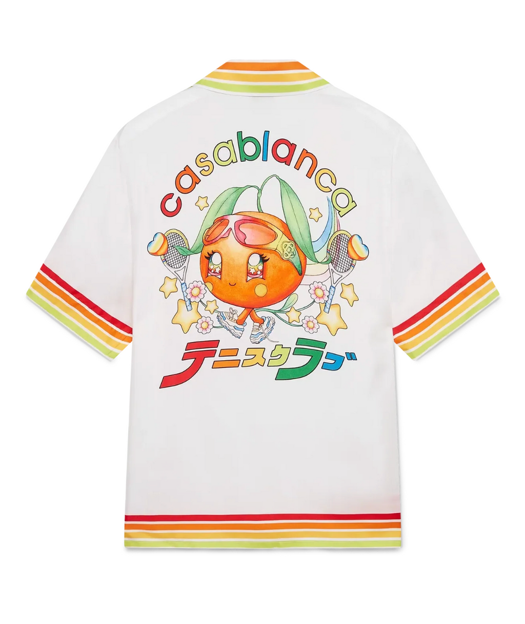 WOMEN - Orange Mascot Short Sleeve Silk Twill Shirt - Casa Blanca