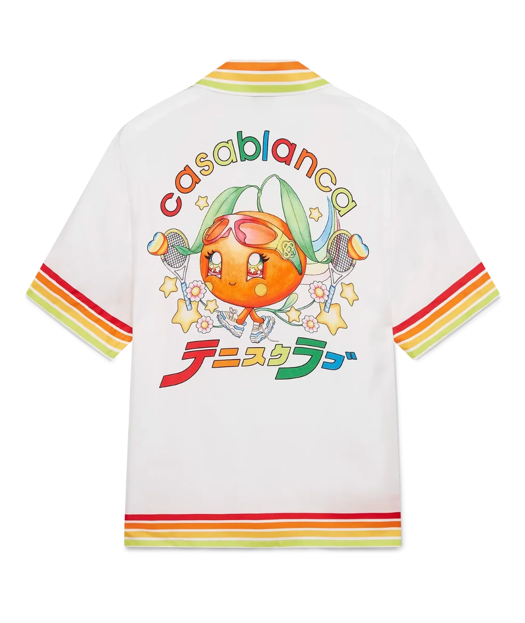 WOMEN - Orange Mascot Short Sleeve Silk Twill Shirt - Casa Blanca