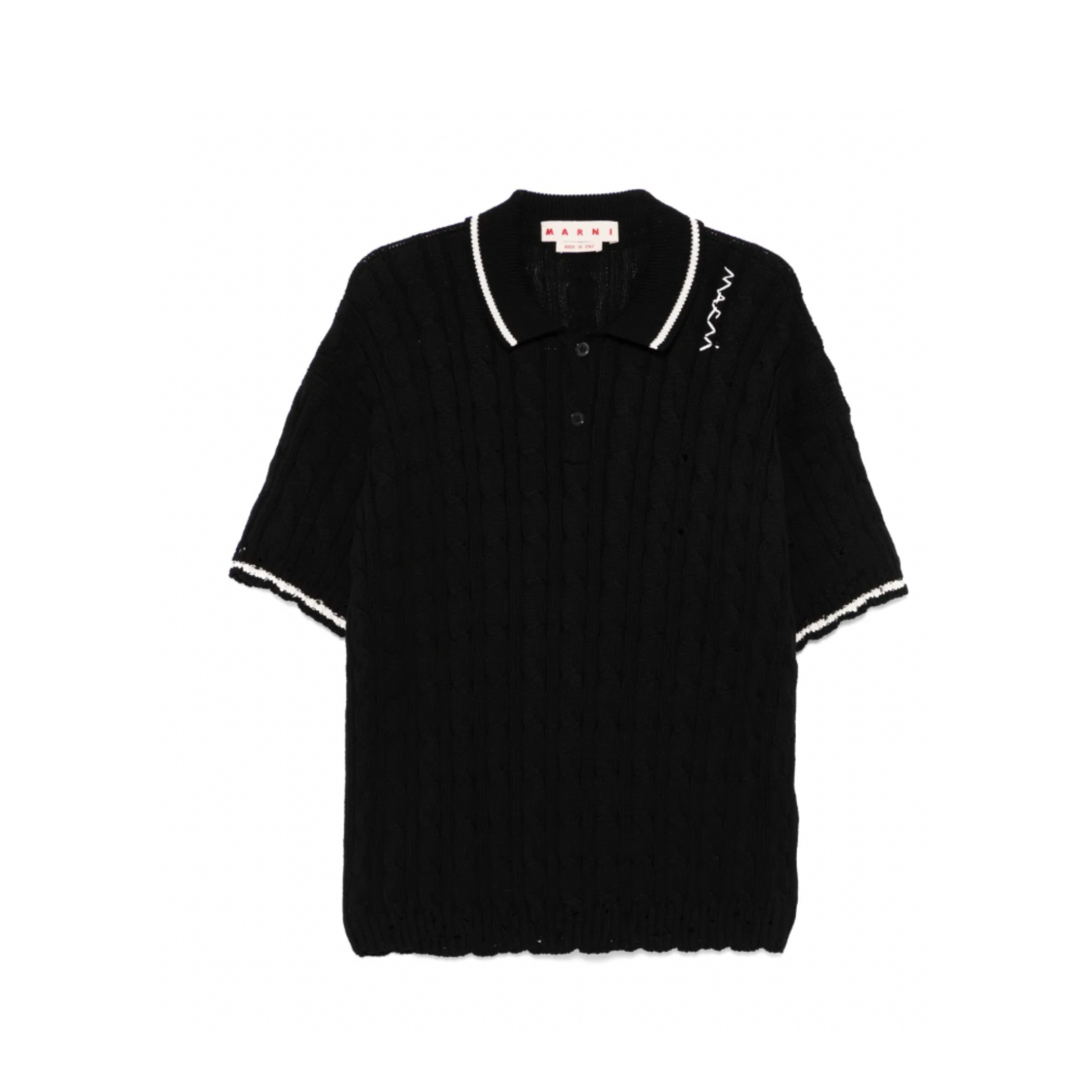 MEN - POLO CABLE KNIT Black/White - Marni