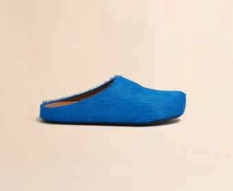 Sabots Fussbett bleus en cuir de veau à poils longs - Marni