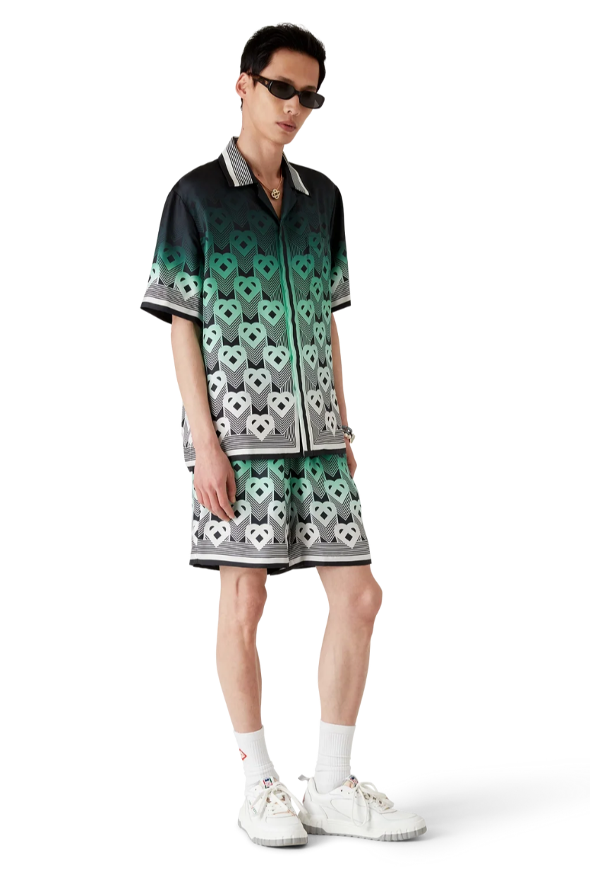 MEN - SHORT GRADIENT MONOGRAM SILK Black/Green - Casa Blanca
