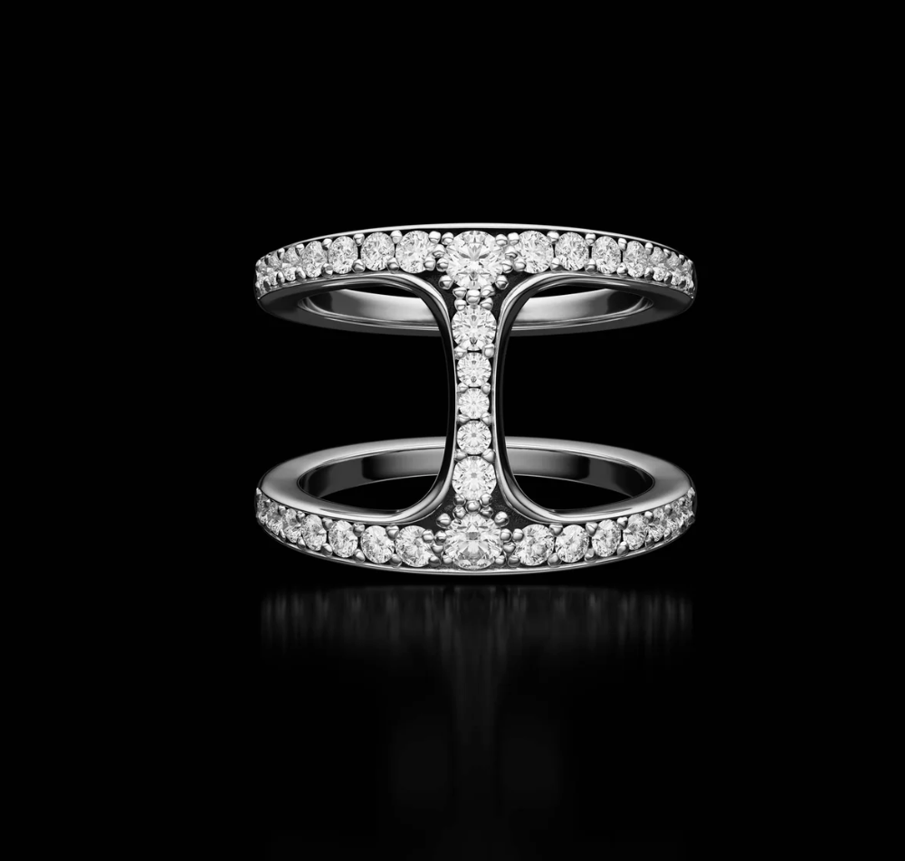 RING DAME PHANTOM SILVER WITH DIAMONDS - Hoorsenbuhs