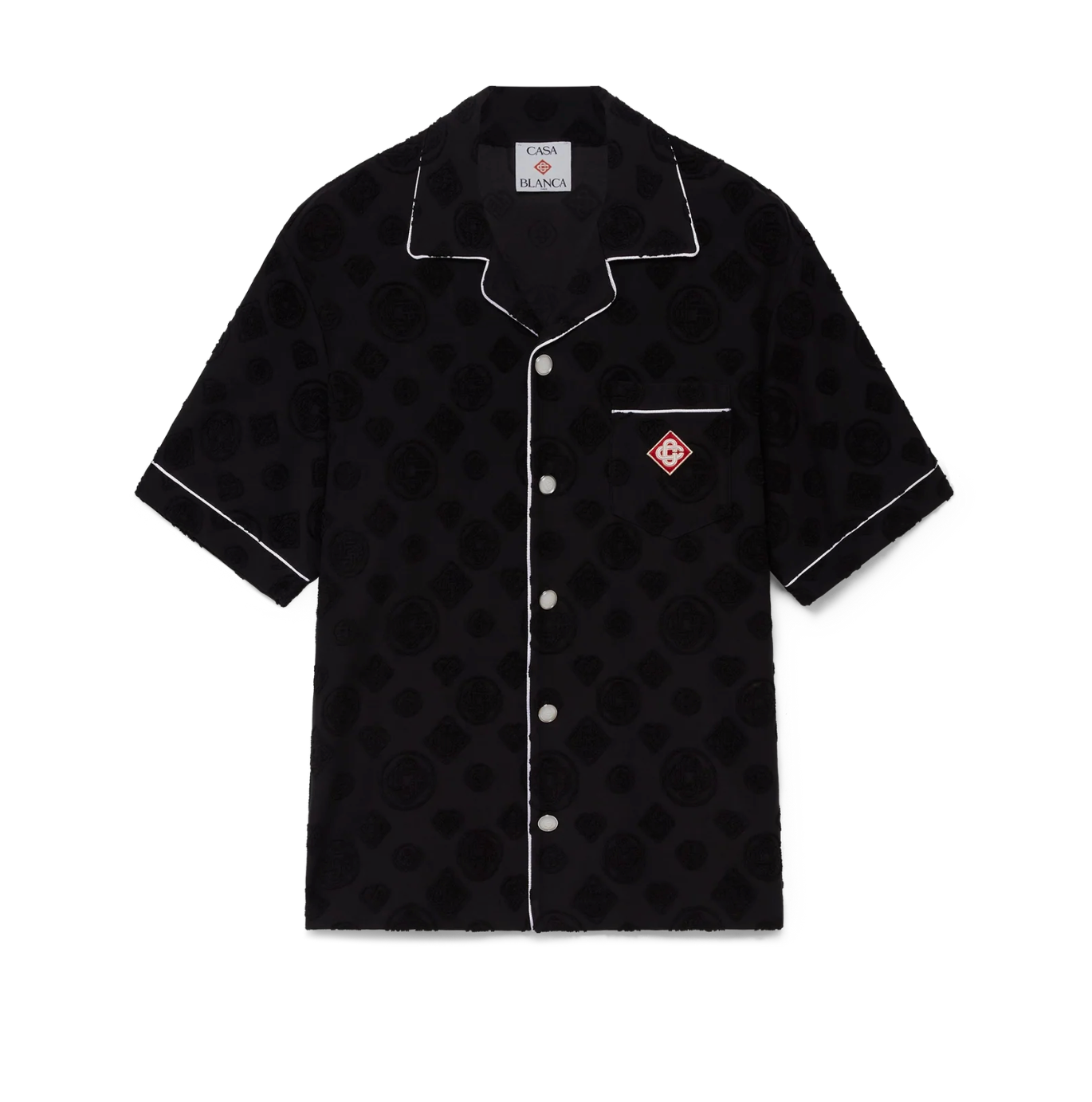 MEN - Chemise manches courtes éponge Monogram Black - Casa Blanca
