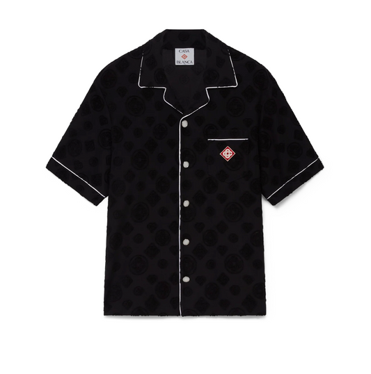MEN - Chemise manches courtes éponge Monogram Black - Casa Blanca