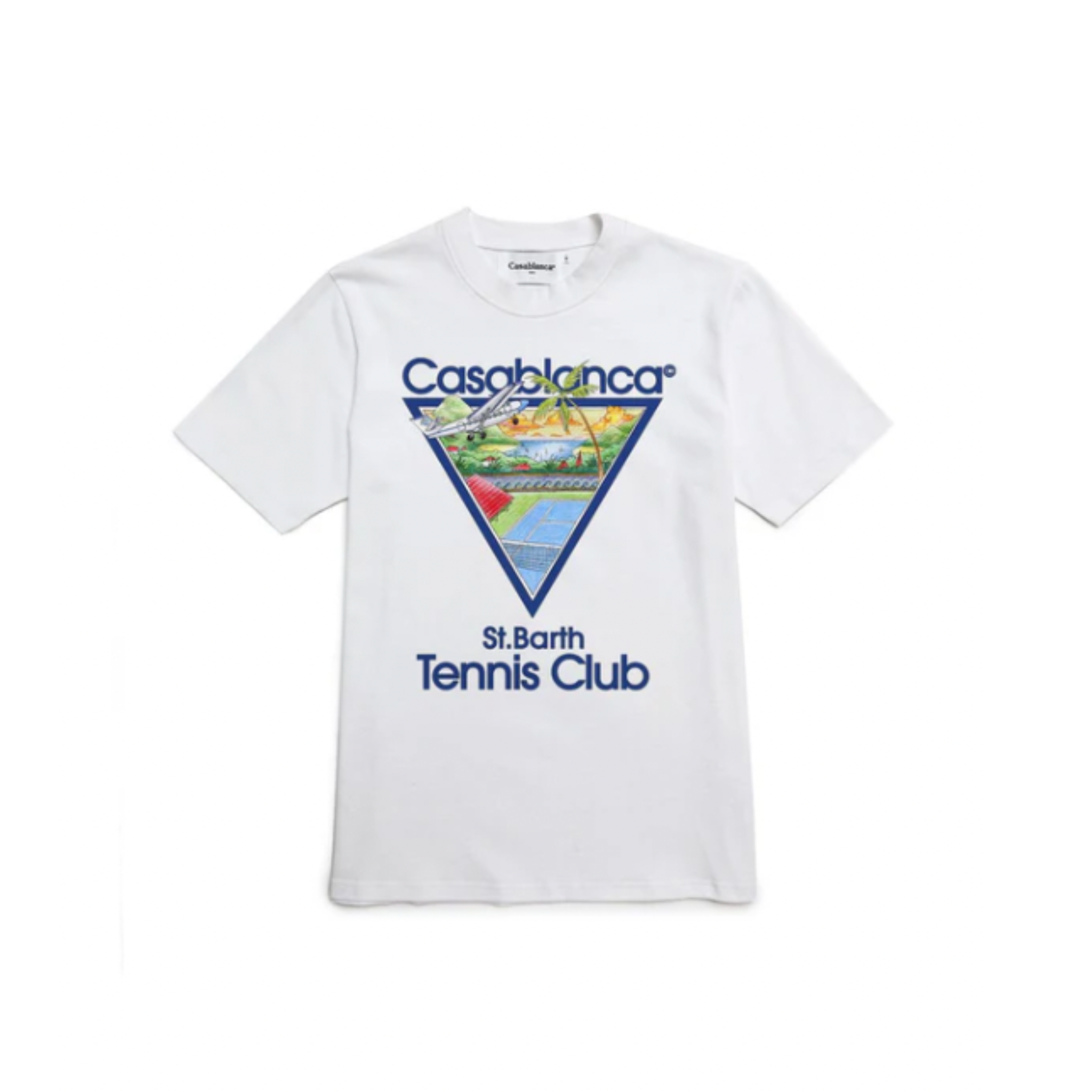 MEN - T-SHIRT TENNIS ICON PRINTED ST.BARTH White/Blue - Casa Blanca