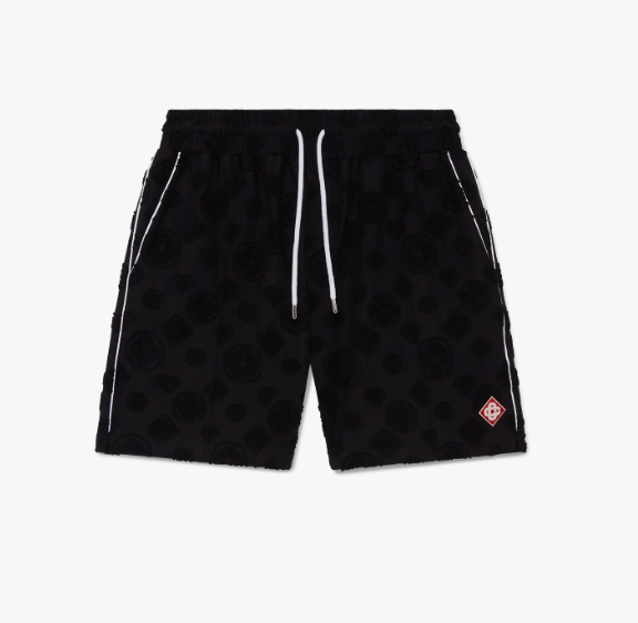 MEN-Towelling Monogram Shorts-CASA BLANCA