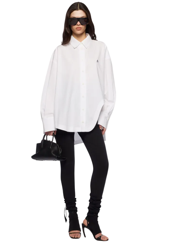 WOMEN - DIANA WHITE AND NAVY BLUE SHIRT - The Attico