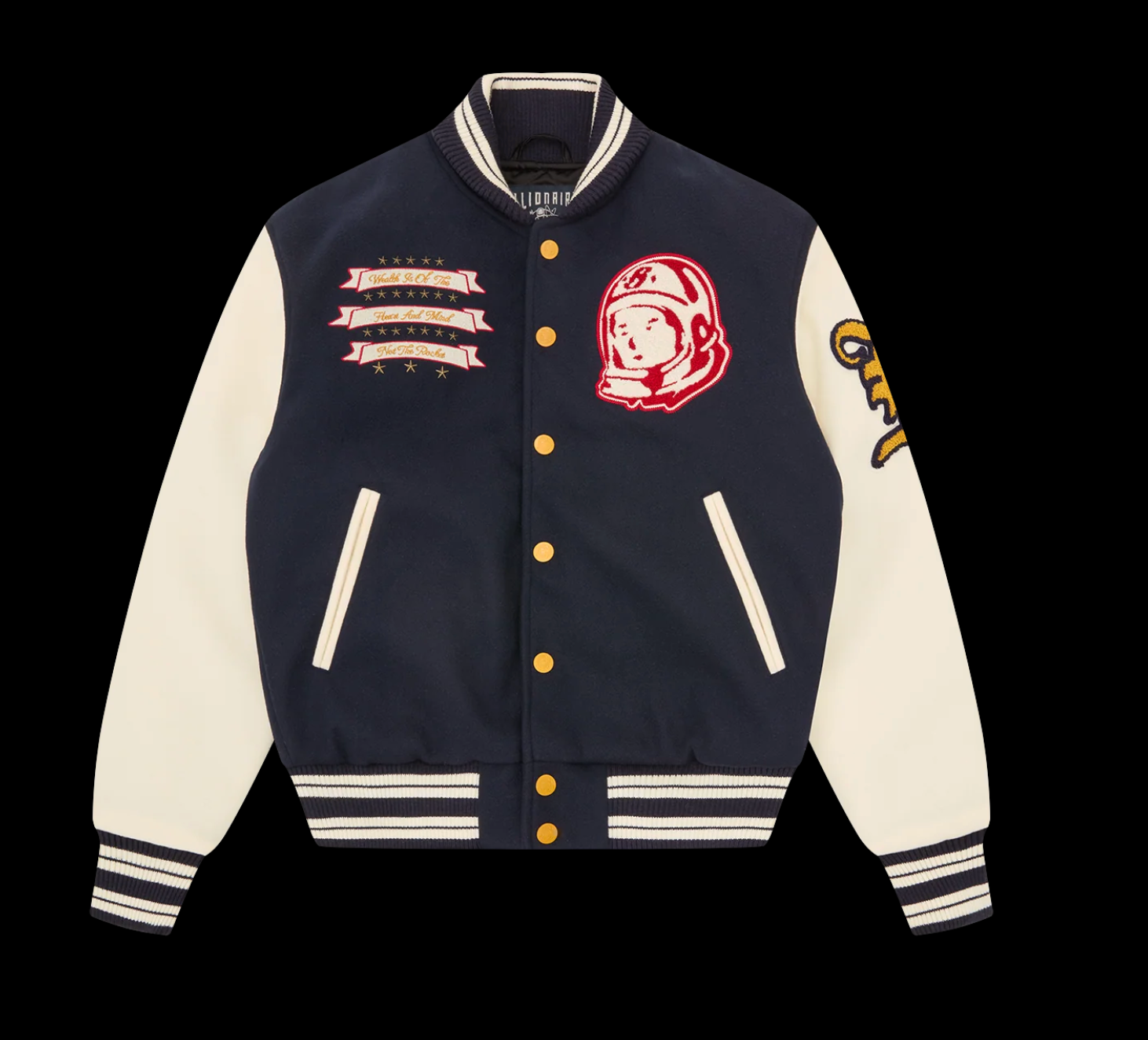 MEN - FANFARE SCRIPT VARSITY JACKET NAVY/CREAM - BBC