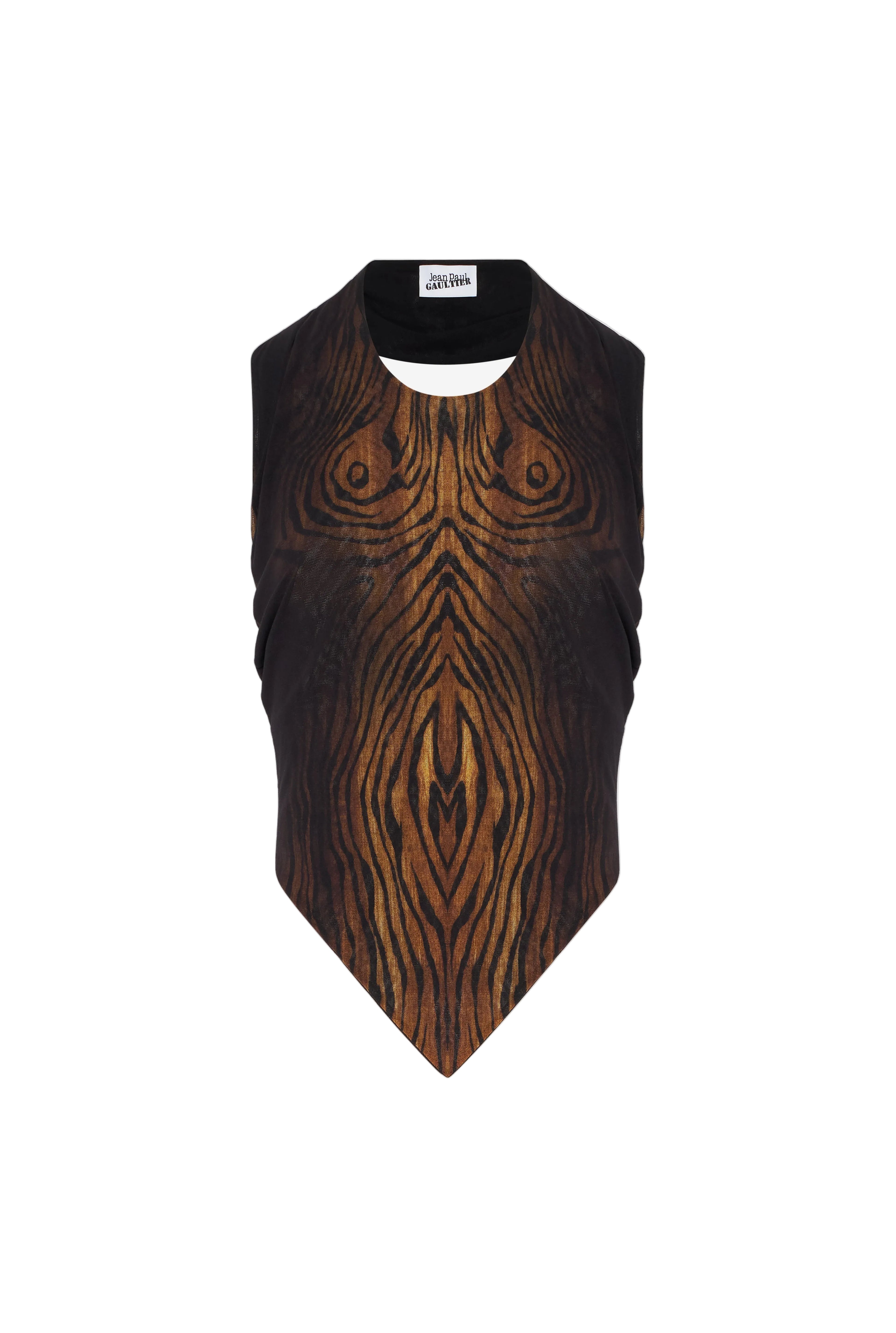 MESH SCARF TOP PRINTED WOOD - JPG