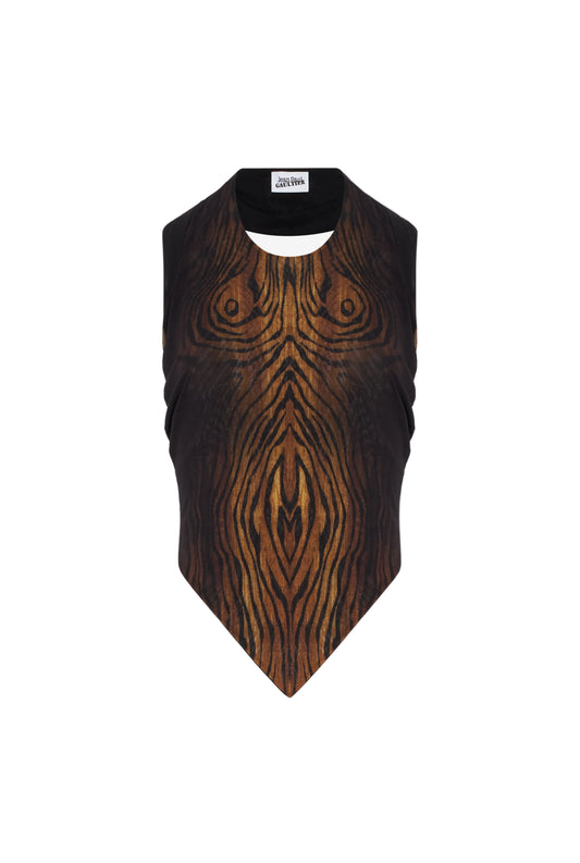 MESH SCARF TOP PRINTED WOOD - JPG