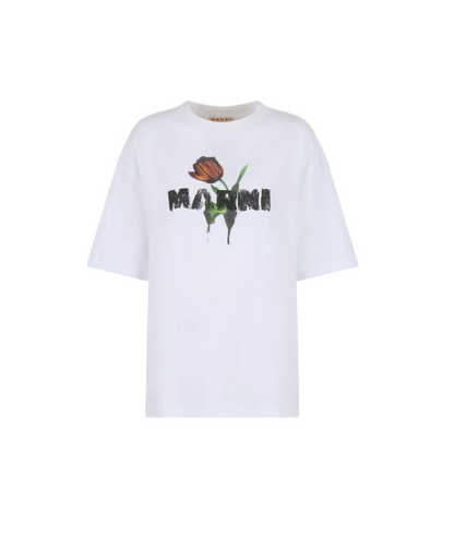 WOMEN - T-SHIRT TULIPE LOGO LILY WHITE - Marni