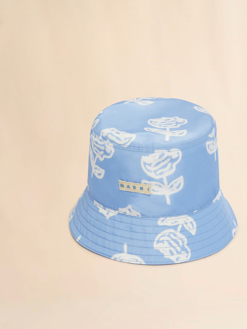 WOMEN - Bob en taffetas bleu clair avec imprimé Sprayed Roses - Marni