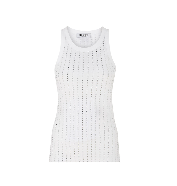WOMEN - WHITE TANK TOP CRYSTAL - The Attico