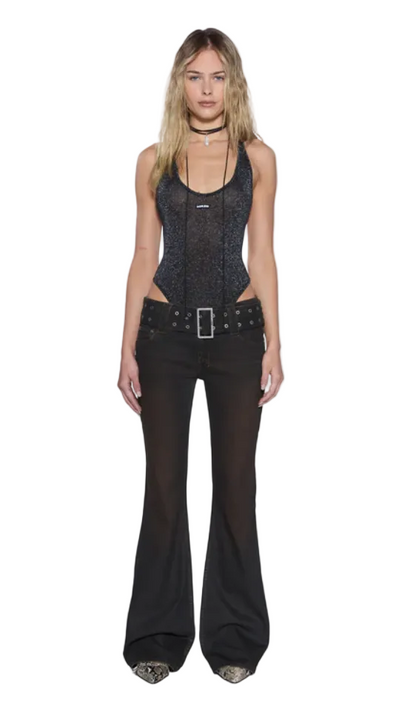 WOMEN - Lara bodysuit silver/Black - Ksubi