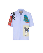MEN - Chemise bowling en coton rayé bleu clair - Marni