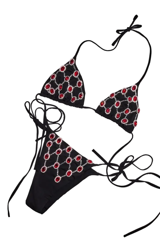 WOMEN - TRIANGLE AND BRAZILIAN SET RED RUBY - Venuja