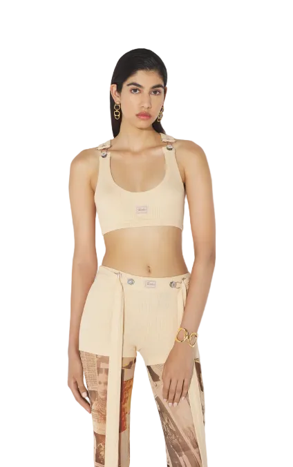 WOMEN - THE BEIGE GAULTIER PATCH SHORTS - JPG