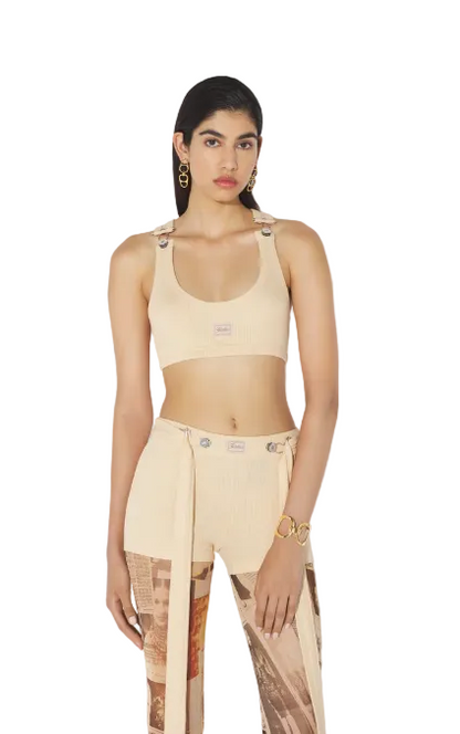 WOMEN - THE BEIGE GAULTIER PATCH SHORTS - JPG