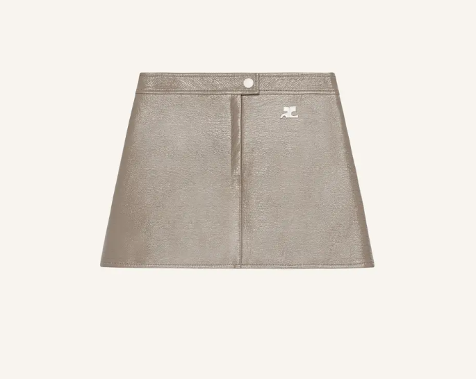 WOMEN - REEDITION VINYL MINI SKIRT MOCHA CLAIR - Courrèges