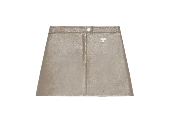 WOMEN - REEDITION VINYL MINI SKIRT MOCHA CLAIR - Courrèges