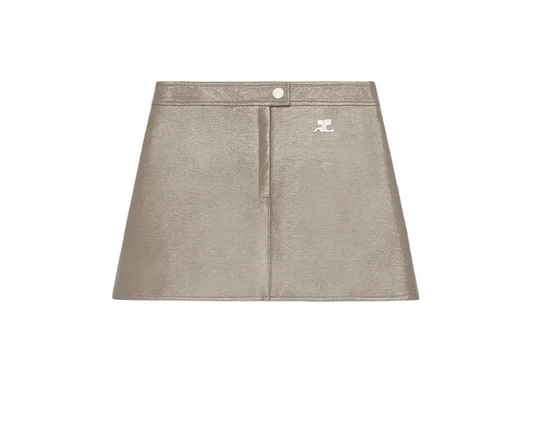 WOMEN - REEDITION VINYL MINI SKIRT MOCHA CLAIR - Courrèges