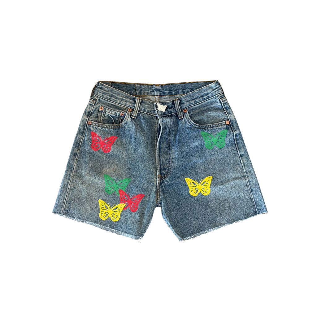 WOMEN - BUTTERFLY DENIM MINI SHORT MULTI COLORS - About Dreams