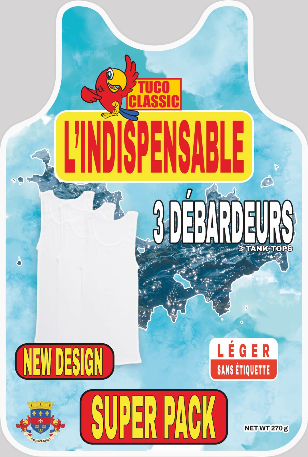 SUPER PACK 3 DEBARDEURS TANK TOP WHITE - Tuco Classic