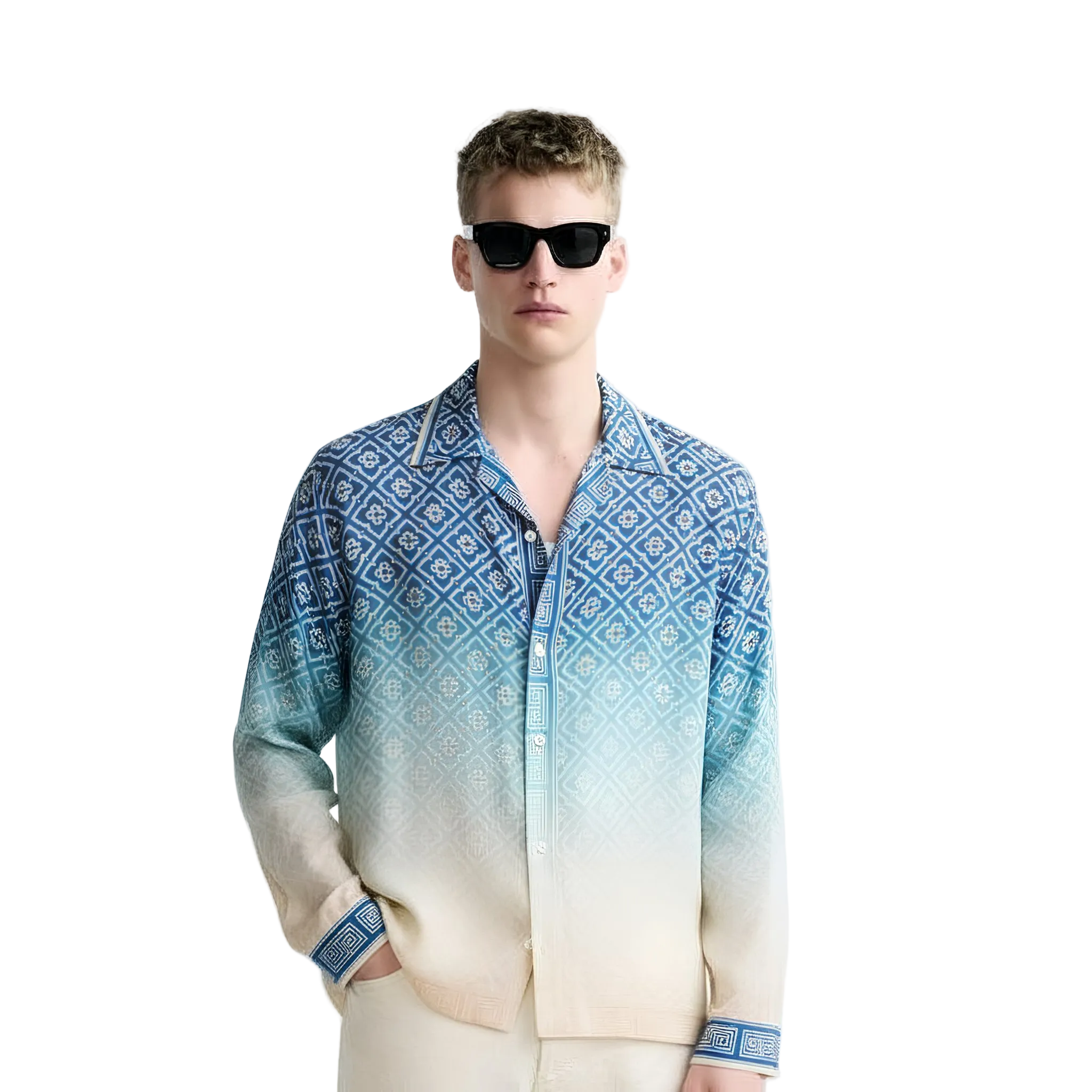 Jacquard Gradient Silk Shirt Multicolor Casa blanca