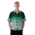 MEN - SHORT SLEEVE SILK SHIRT GRADIENT MONOGRAM Black/Green - Casa Blanca