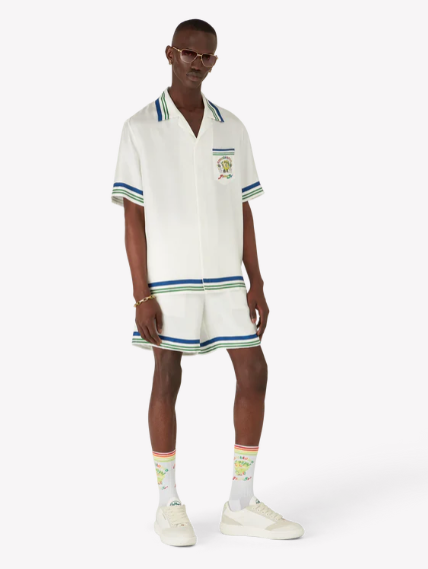 MEN - SHORT SLEEVE SHIRT TENNIS MASCOT SILK TWILL - Casa Blanca