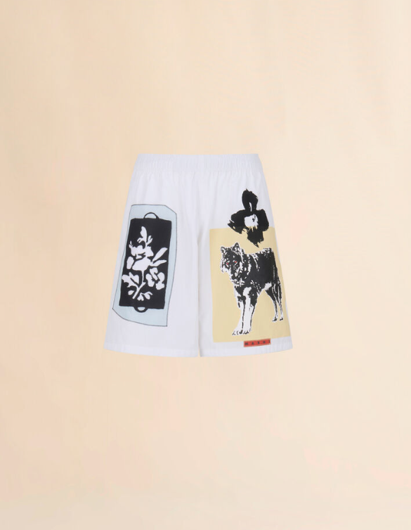 MEN - Bermuda en popeline de coton blanche - Marni