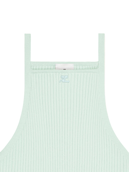 WOMEN - SIGNATURE POINTY RIB KNIT TOP LIGHT MINT - Courrèges