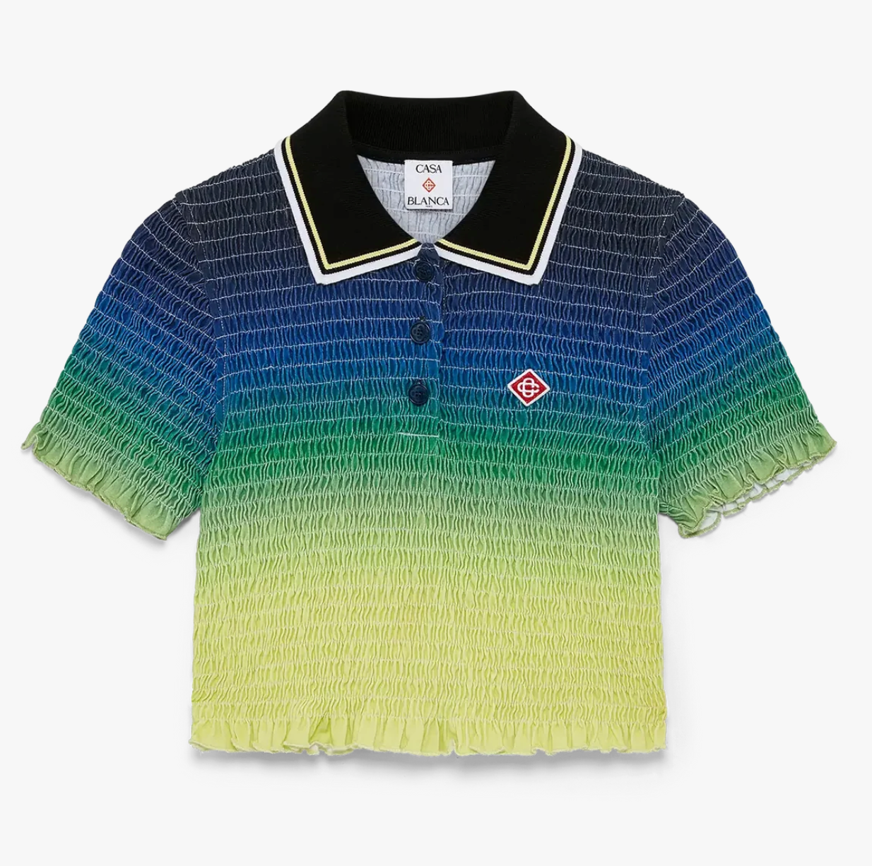 WOMEN-Gradient Short Sleeve Polo Shirt-CASA BLANCA