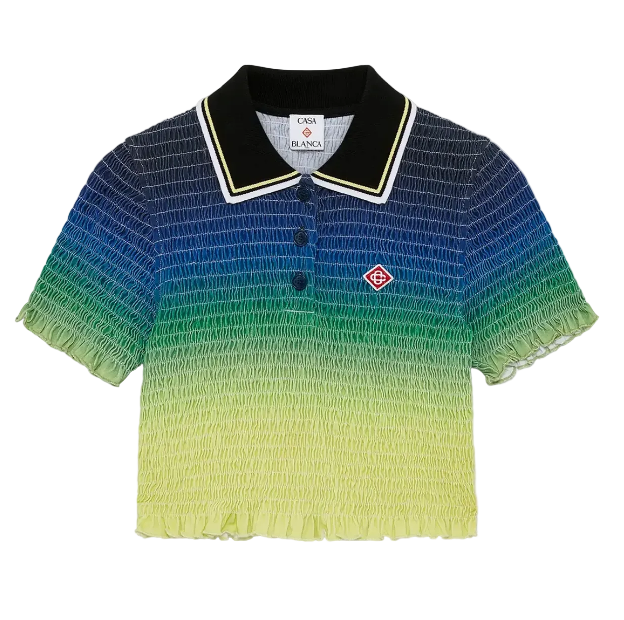 WOMEN-Gradient Short Sleeve Polo Shirt-CASA BLANCA